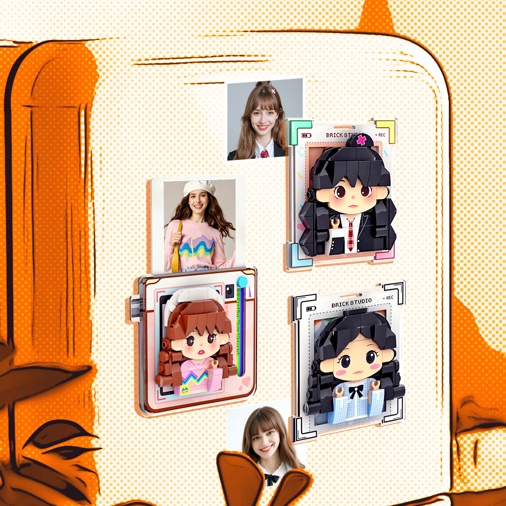 Personalized Brick Figure Fridge Magnets Polaroid Style Gift Fridge Magnet Gift For Girlfriend Boyfriend - SantaSocks