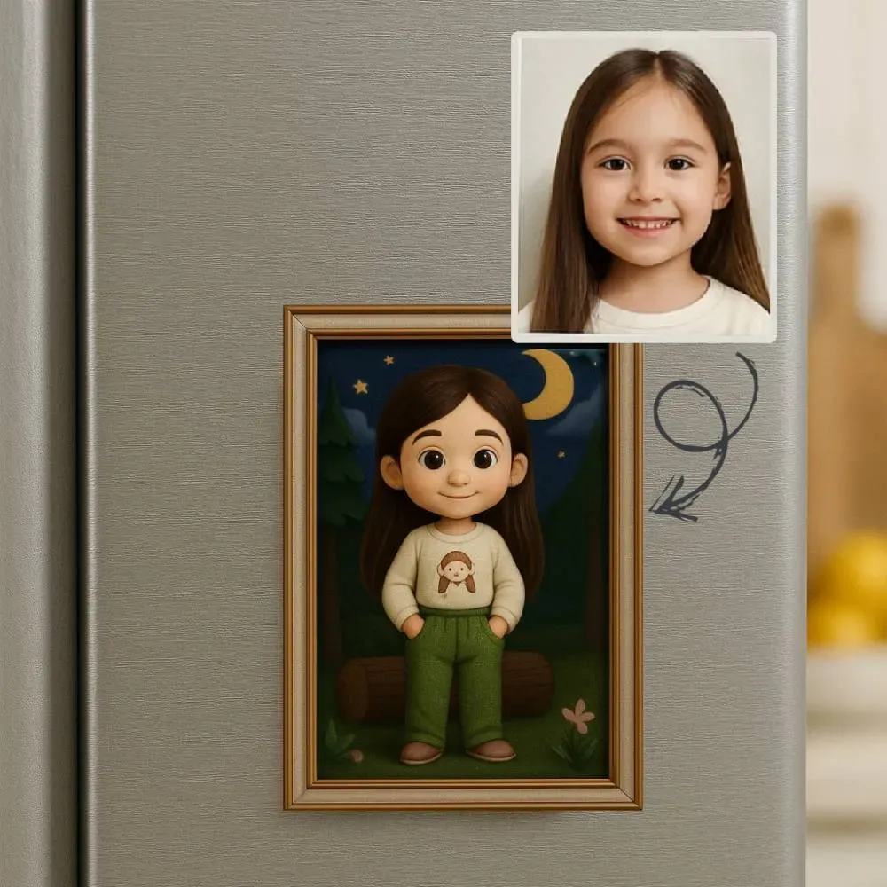 Personalized 3D Action Figure Fridge Magnet Gift for Family