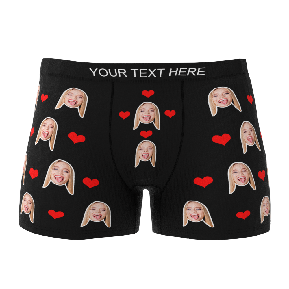 Christmas Gifts ,Custom Face Boxer Shorts Men's Face Underwear 3D Online Preview Heart
