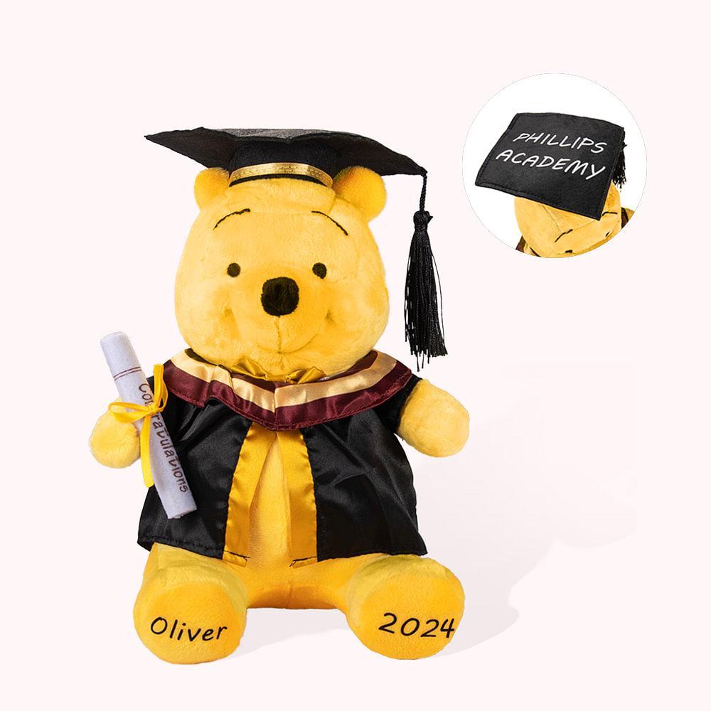 Personalized Winnie the Pooh Graduation Bear Plush Toy with Name Gifts for Grads