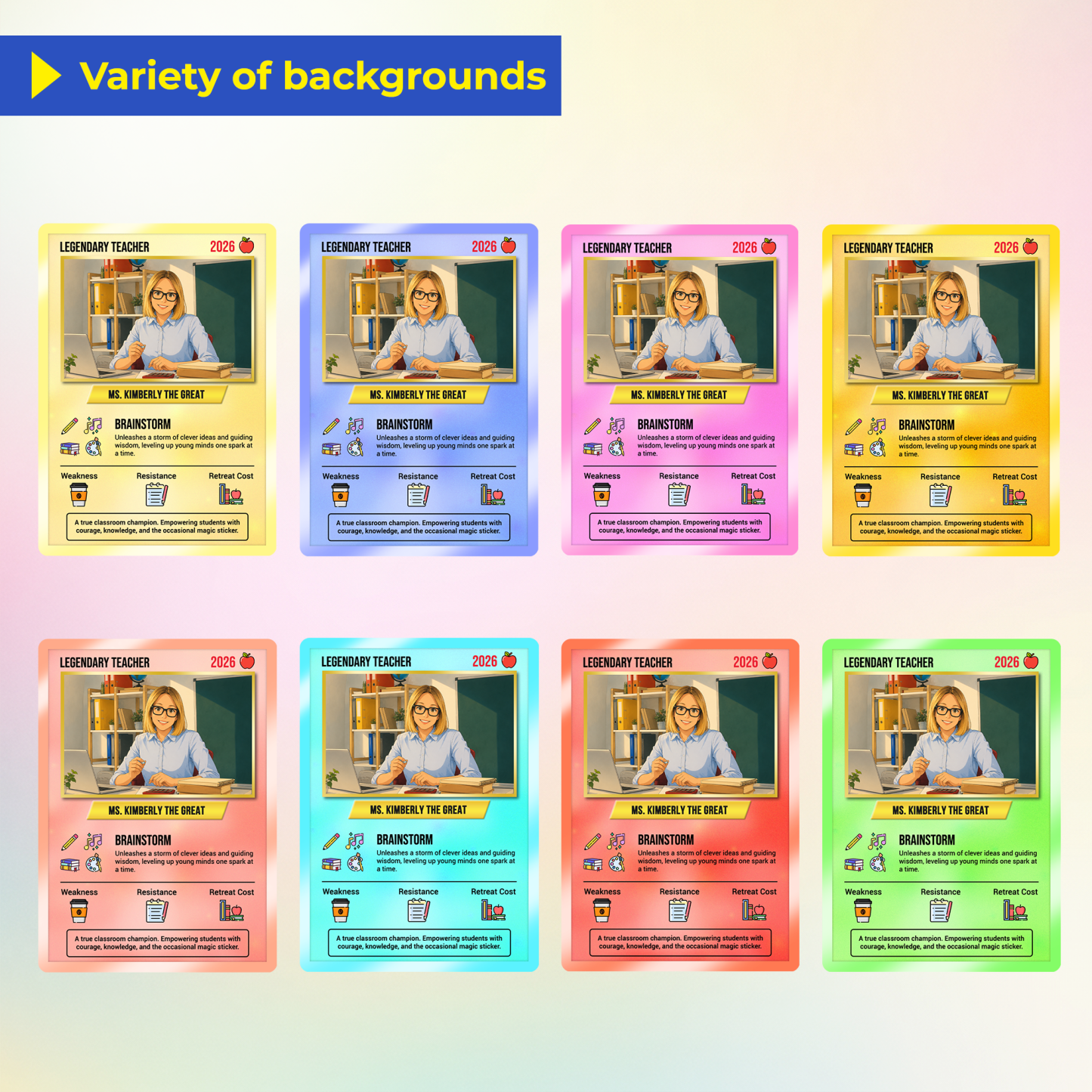 Custom Pokemon Cards Teacher Appreciation with Anime Photo, Change Your Photo to Ghibli Style, Thank You Teacher Gift from Parents & Students, Personalized Pokemon Cards - CPC-66.A - SantaSocks