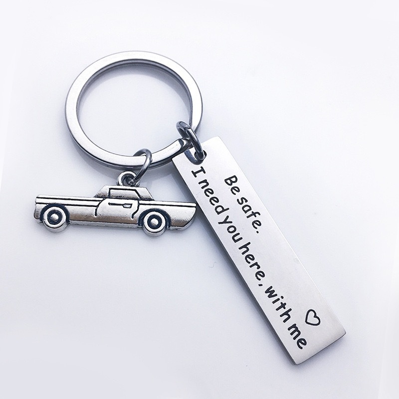 Drive Safe Keychain for Him – Stainless Steel "Drive Safe Handsome, I Love You" Keyring Gift for Boyfriend Husband Dad - SantaSocks