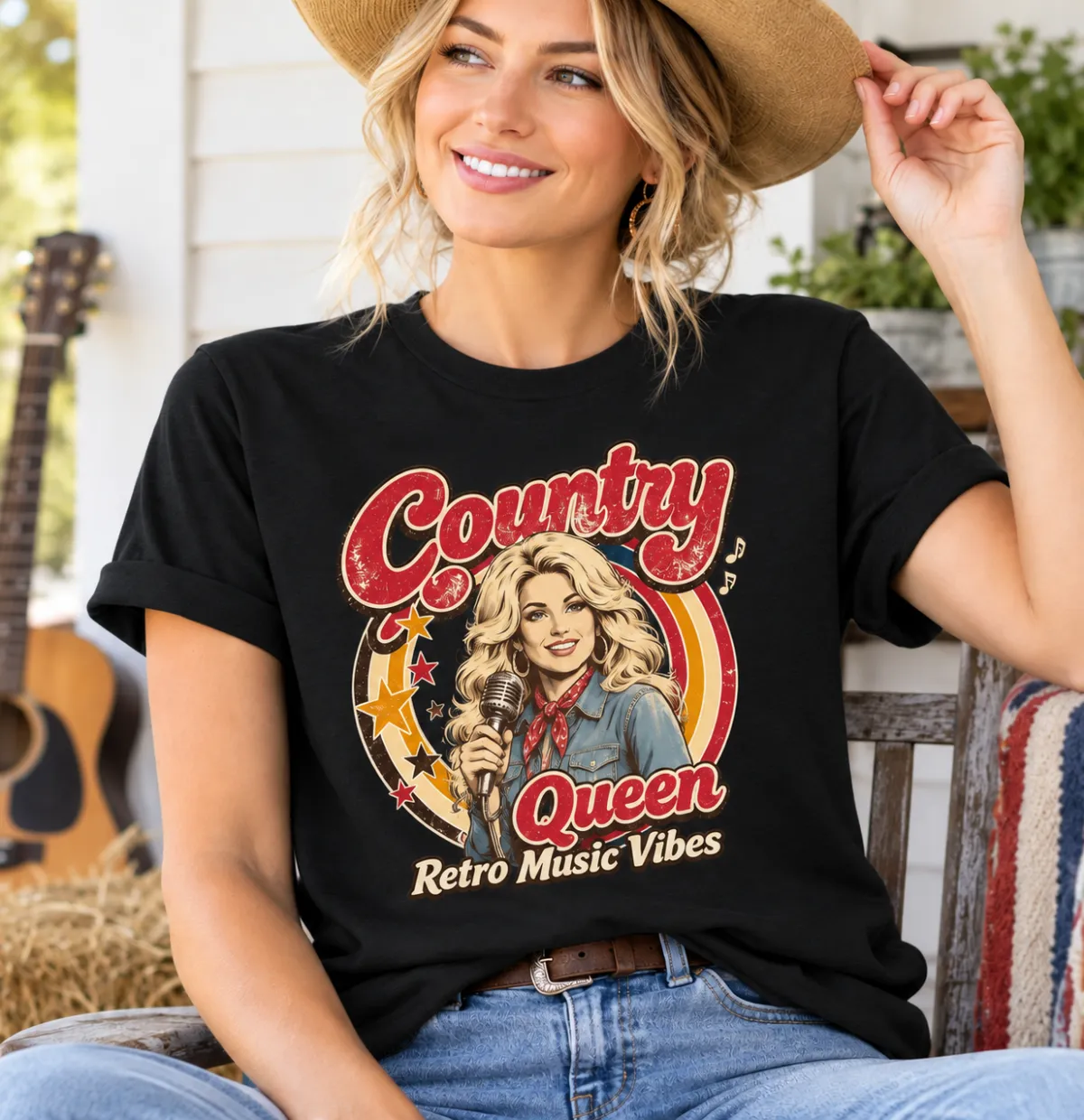 Retro Country Music Legend Tribute T-Shirt – Vintage Western Singer Portrait Tee, Classic Country Music Fan Shirt