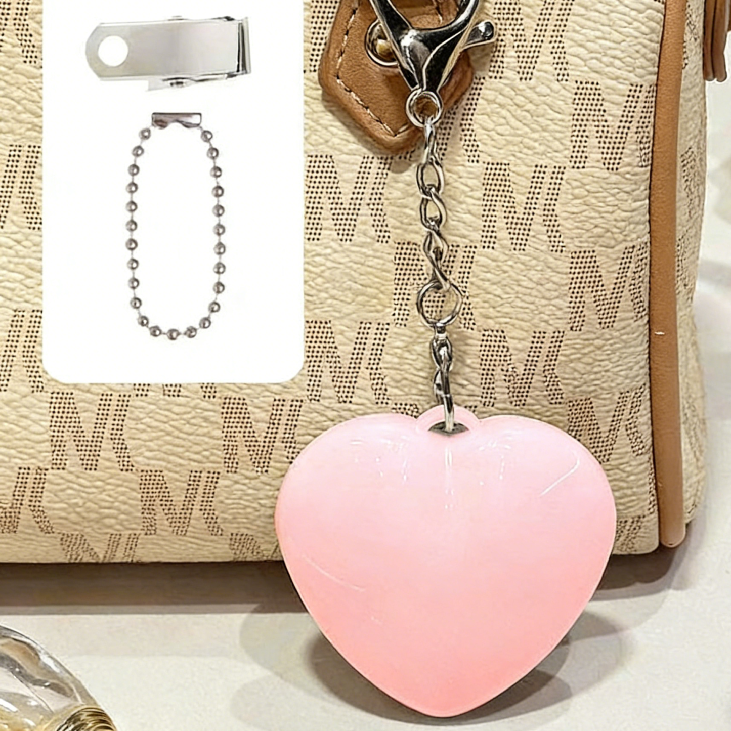 Cute Cat Paw Light Keychain Rechargeable Mini Bag Charm with Double Chain White Cat Paw Design