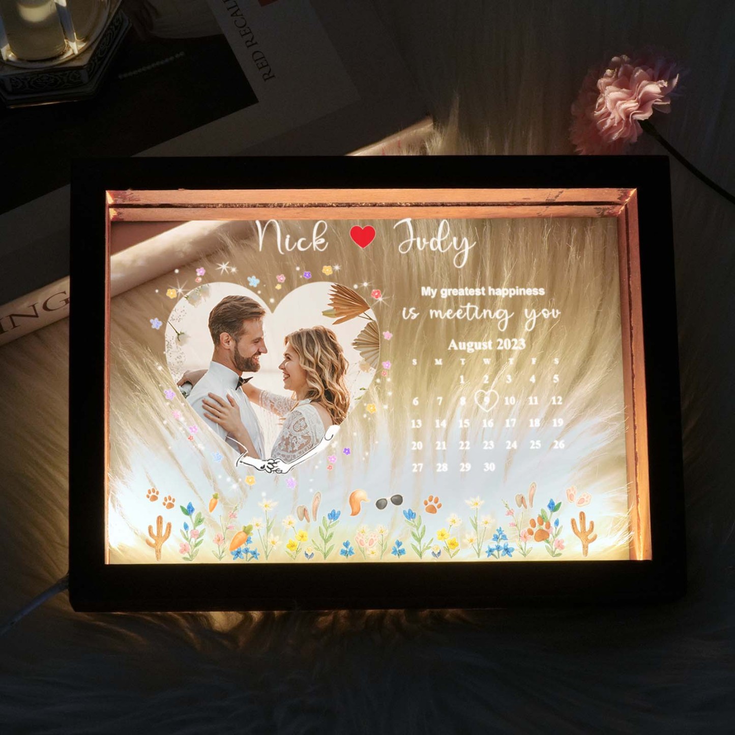 The Day I Met My Soulmate Light Frame – Personalized Gift for Love's Sweetest Moments