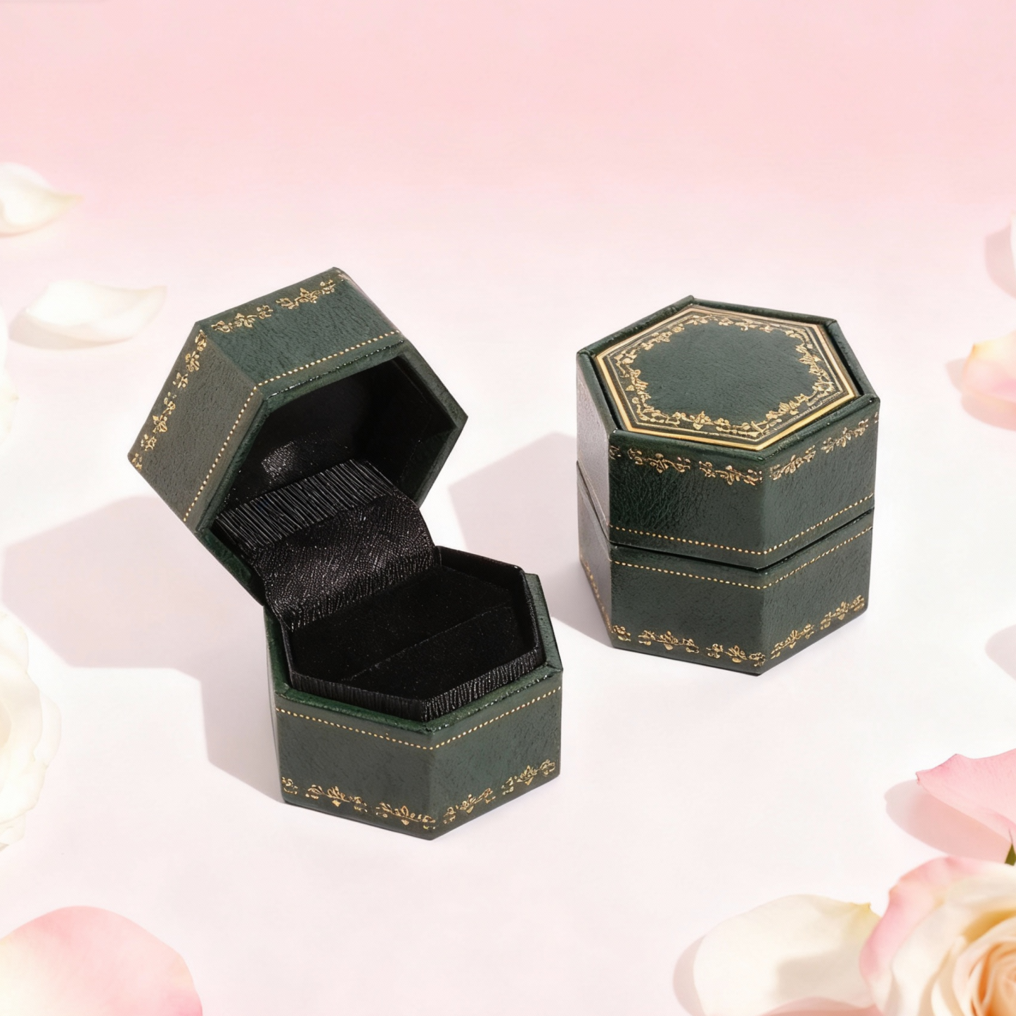 Retro Mini Hexagonal Jewelry Green Box