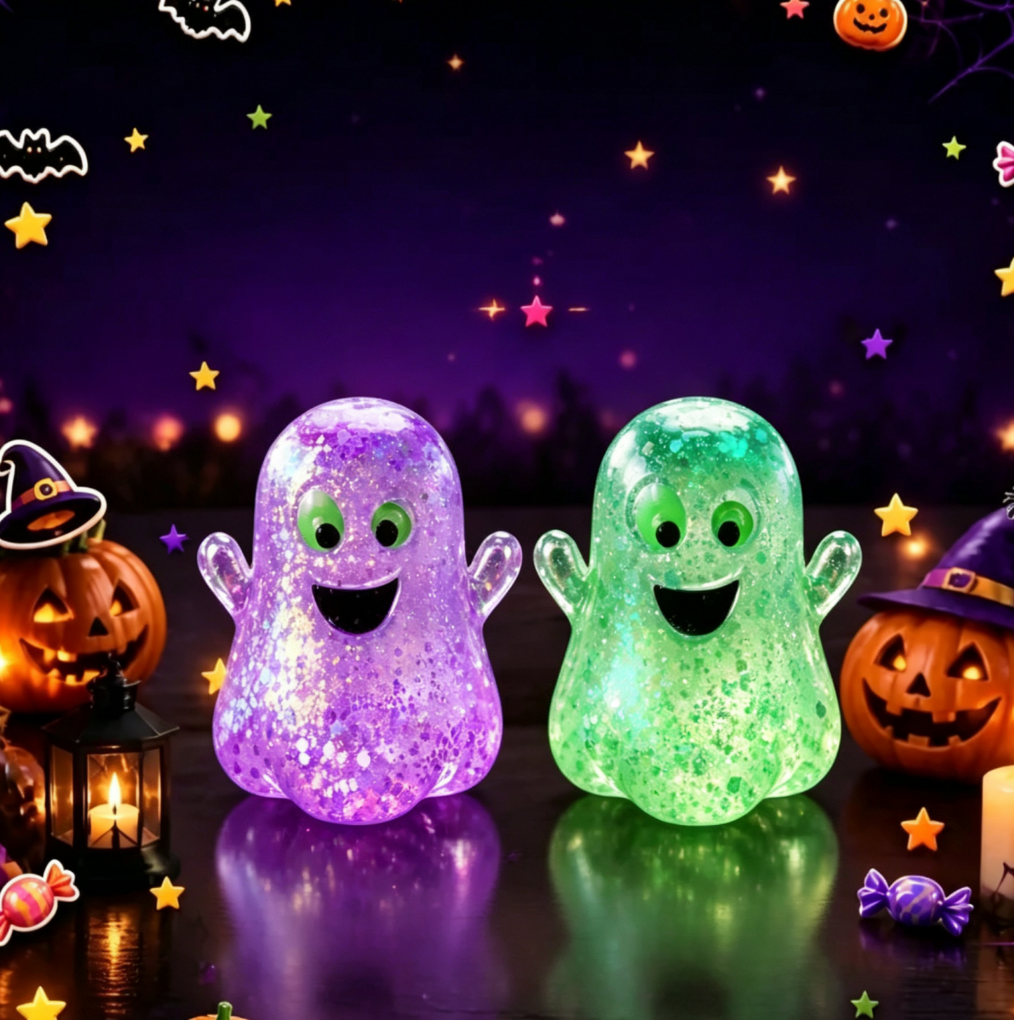 Halloween Squishy Pumpkin Head Toy Pumpkin Ghost TPR Stress Relief Squeeze Toy for Kids & Adults 