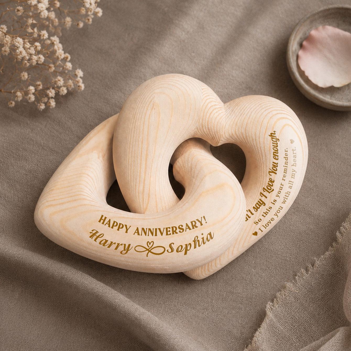 I Can't Say I Love You Enough - Personalized Wooden Heart Sculpture - Romantic Gift For Couple, Husband, Wife, Boyfriend, Girlfriend - SantaSocks