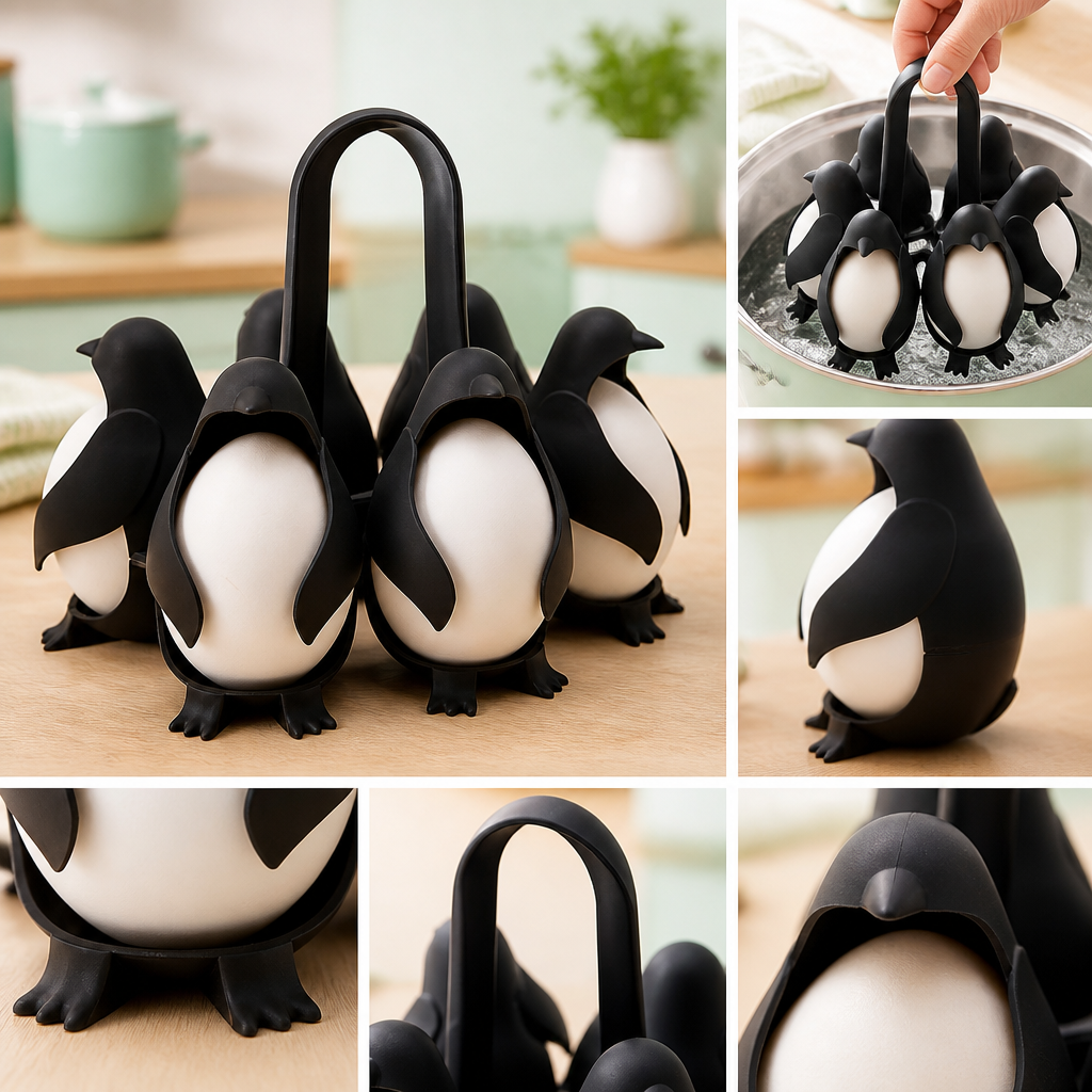 PELEG DESIGN Eggbears 3-in-1 Cook, Store and Serve Egg Holder, Bear-Shaped Boiled Egg Cooker for Making Soft or Hard Boiled Eggs, Eggies, Holds 6 Eggs for Easy Cooking and Fridge Storage