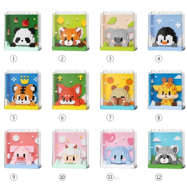 Children's Zoo Small Particle Building Blocks Toy Ornaments Model Gift Animal Building Blocks Blind Box Christmas Gifts for Family and Children 