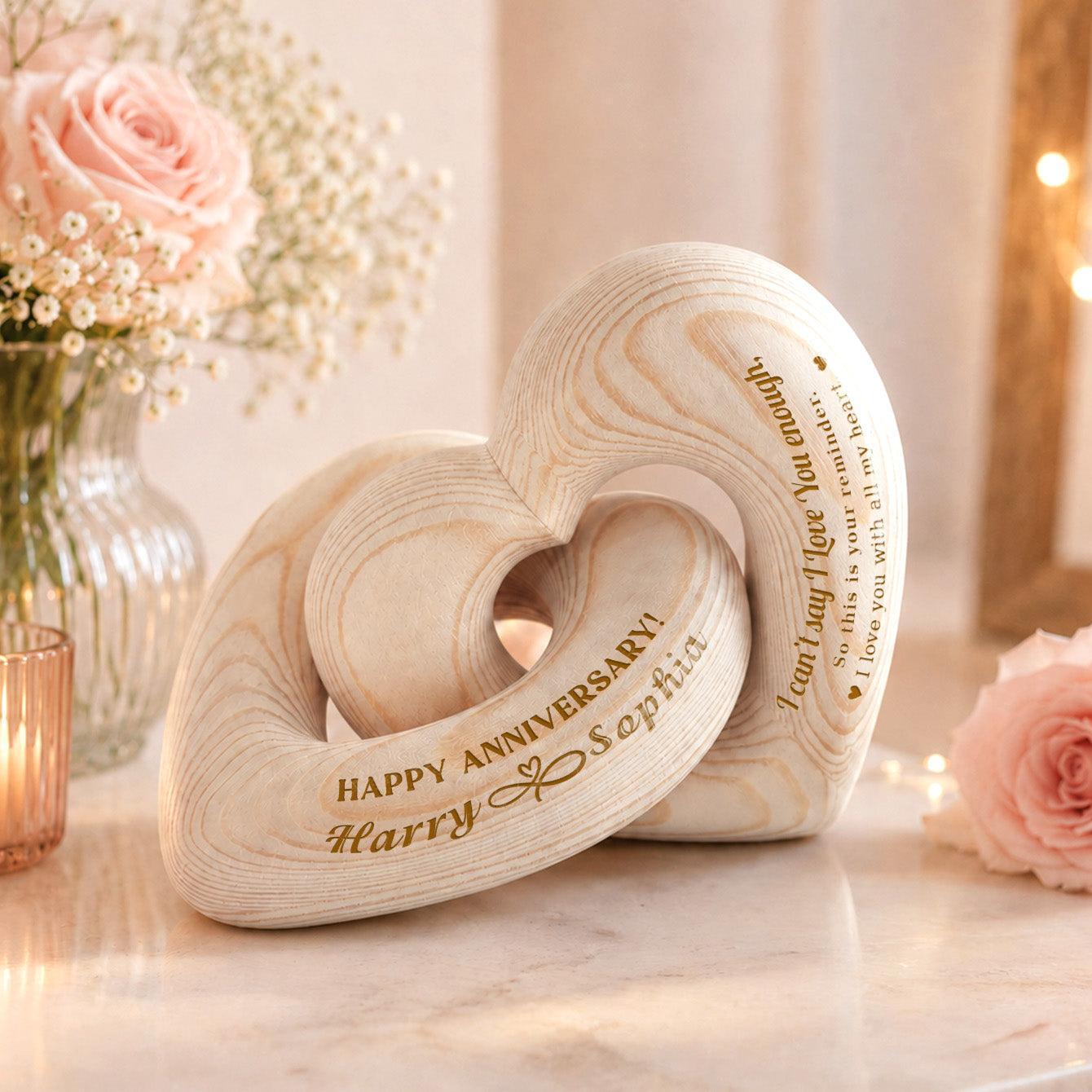 I Can't Say I Love You Enough - Personalized Wooden Heart Sculpture - Romantic Gift For Couple, Husband, Wife, Boyfriend, Girlfriend - SantaSocks