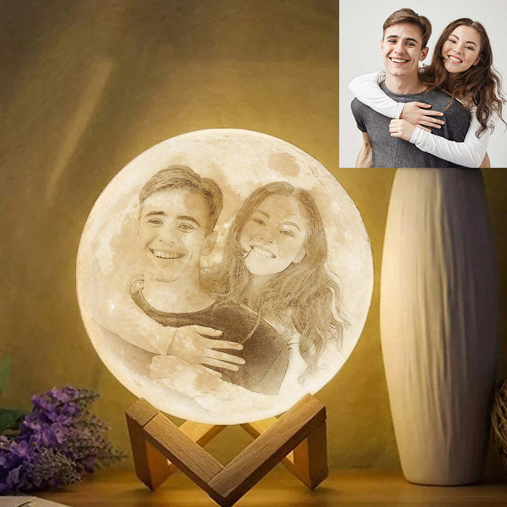 Anniversary Gifts Personalized Moon Photo Lamp Shades Custom Picture Light & Engraving Custom 3D Print Luna Light Painting Light - SantaSocks