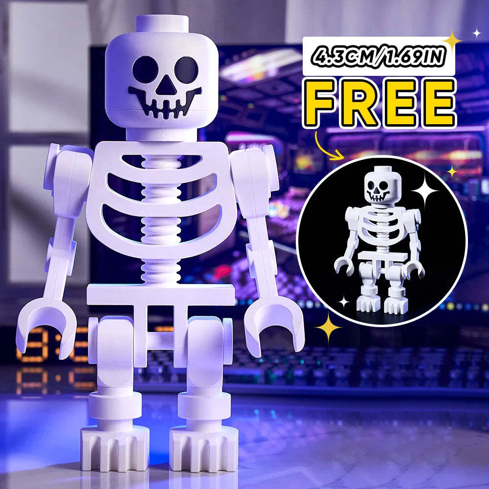 Enchanting Giant White Skeleton Minifig Decoration A Charming Gift for Minifig Lovers Collection and a Whimsical Addition to Your Work And Home Decor