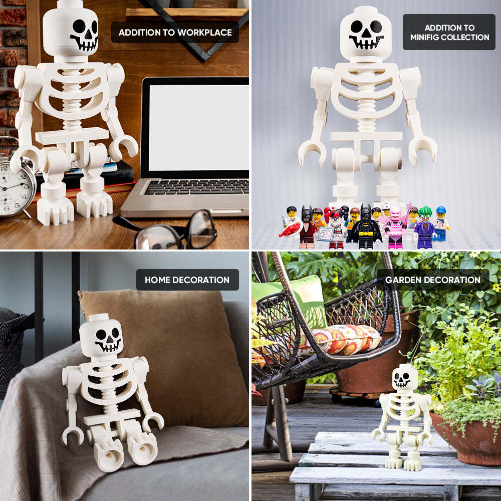 Enchanting Giant White Skeleton Minifig Decoration A Charming Gift for Minifig Lovers Collection and a Whimsical Addition to Your Work And Home Decor