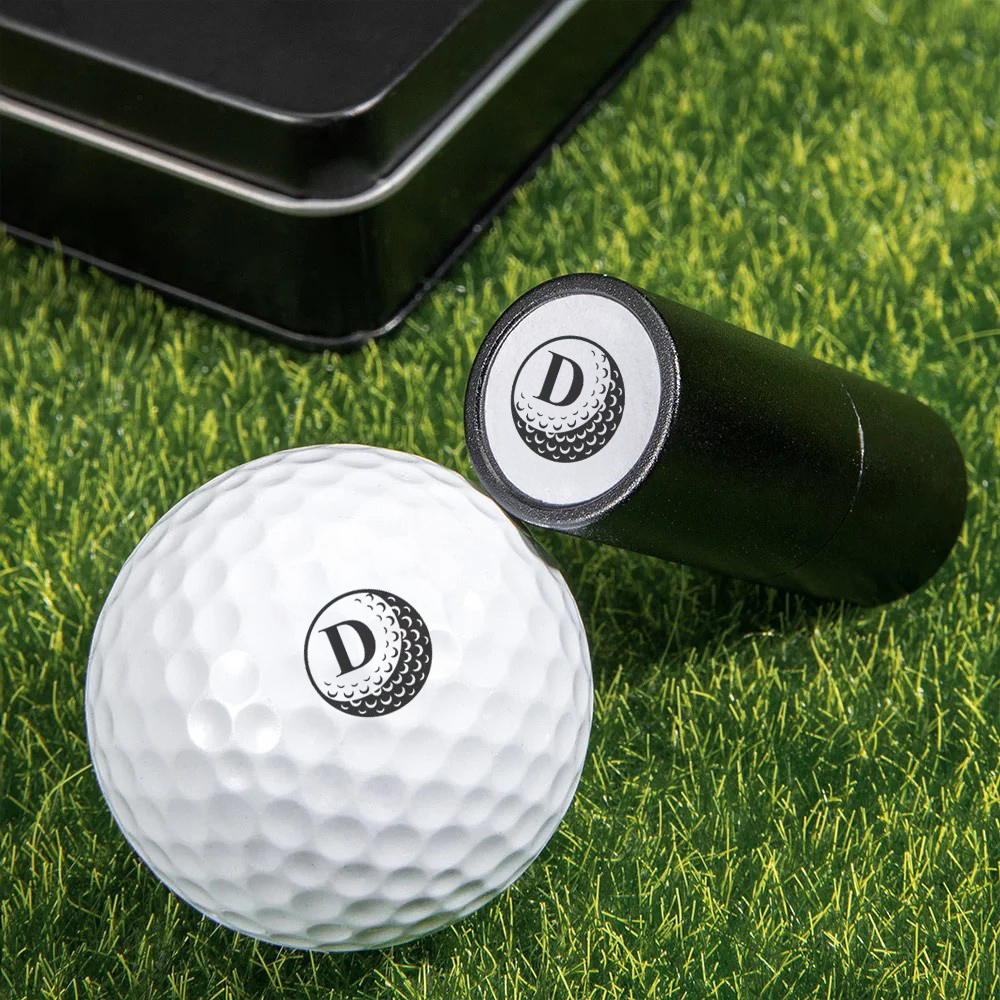 Personalized Monogrammed Initial Golf Ball Stamp with Metal Storage Box Birthday Father's Day Gift for Golf Player