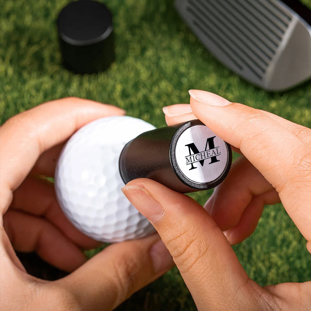 Personalized Monogrammed Initial Golf Ball Stamp with Metal Storage Box Birthday Father's Day Gift for Golf Player