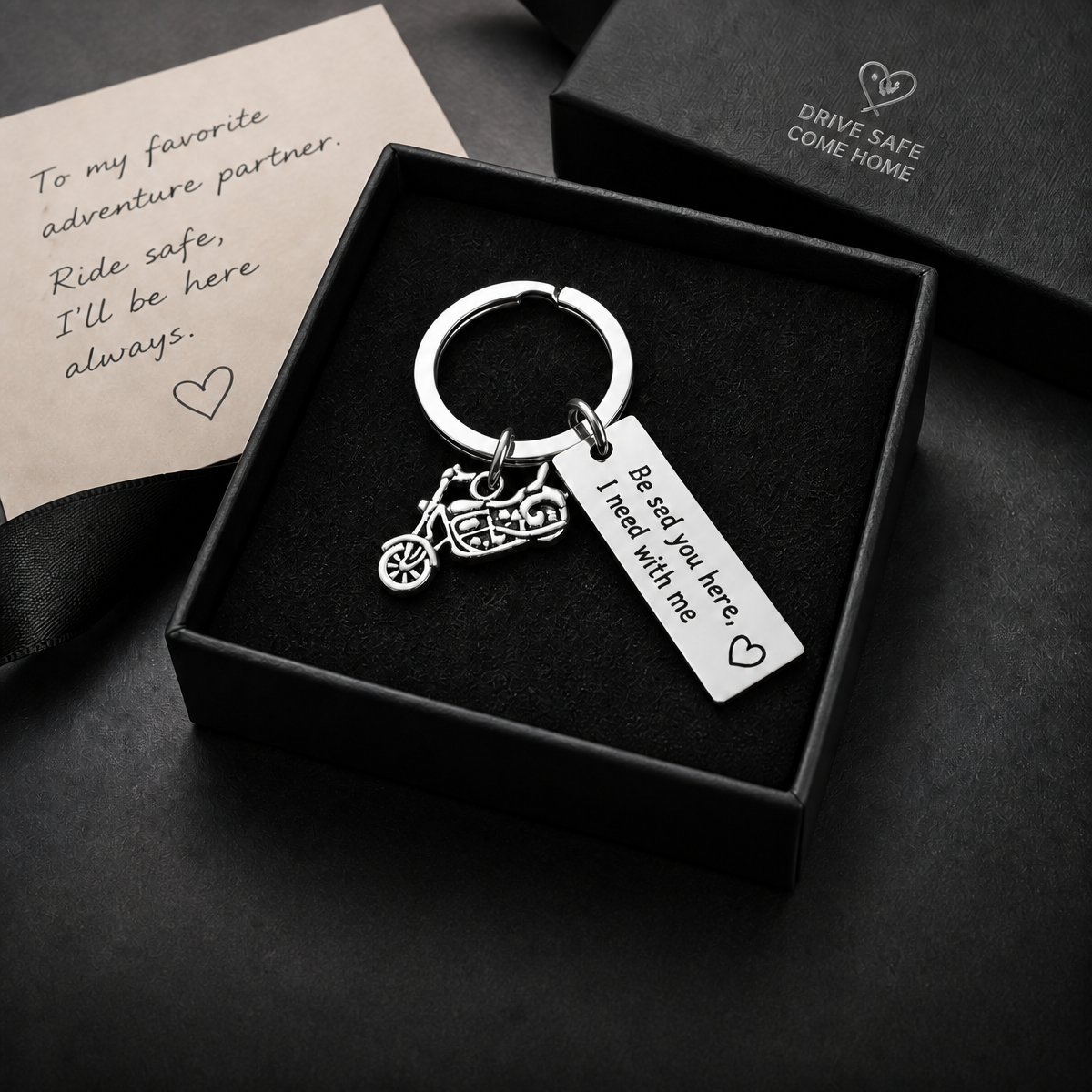 Drive Safe Keychain for Him – Stainless Steel "Drive Safe Handsome, I Love You" Keyring Gift for Boyfriend Husband Dad - SantaSocks