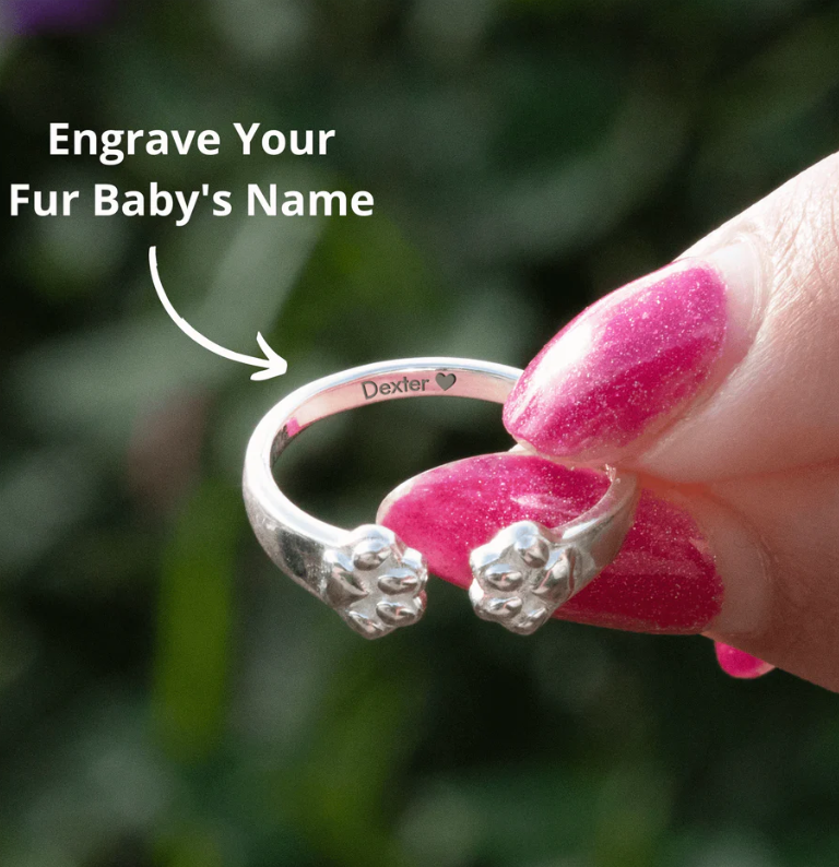 Personalised Pet Ring The Paw Hug From Heaven Custom Name Ring