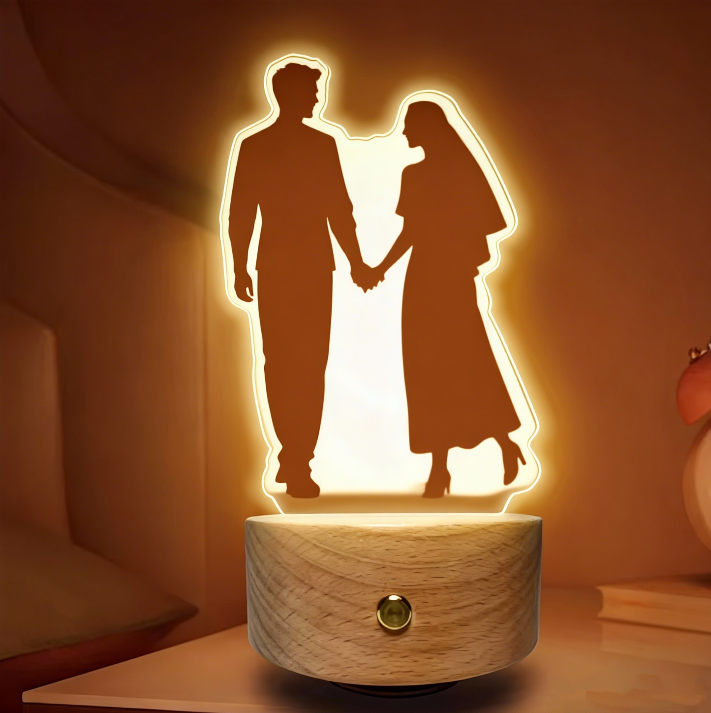 Personalized Gift Photo Cutout Music Box Custom Acrylic Night Light with Picture, Wedding Gift for Couple Valentines Day Anniversary Gift