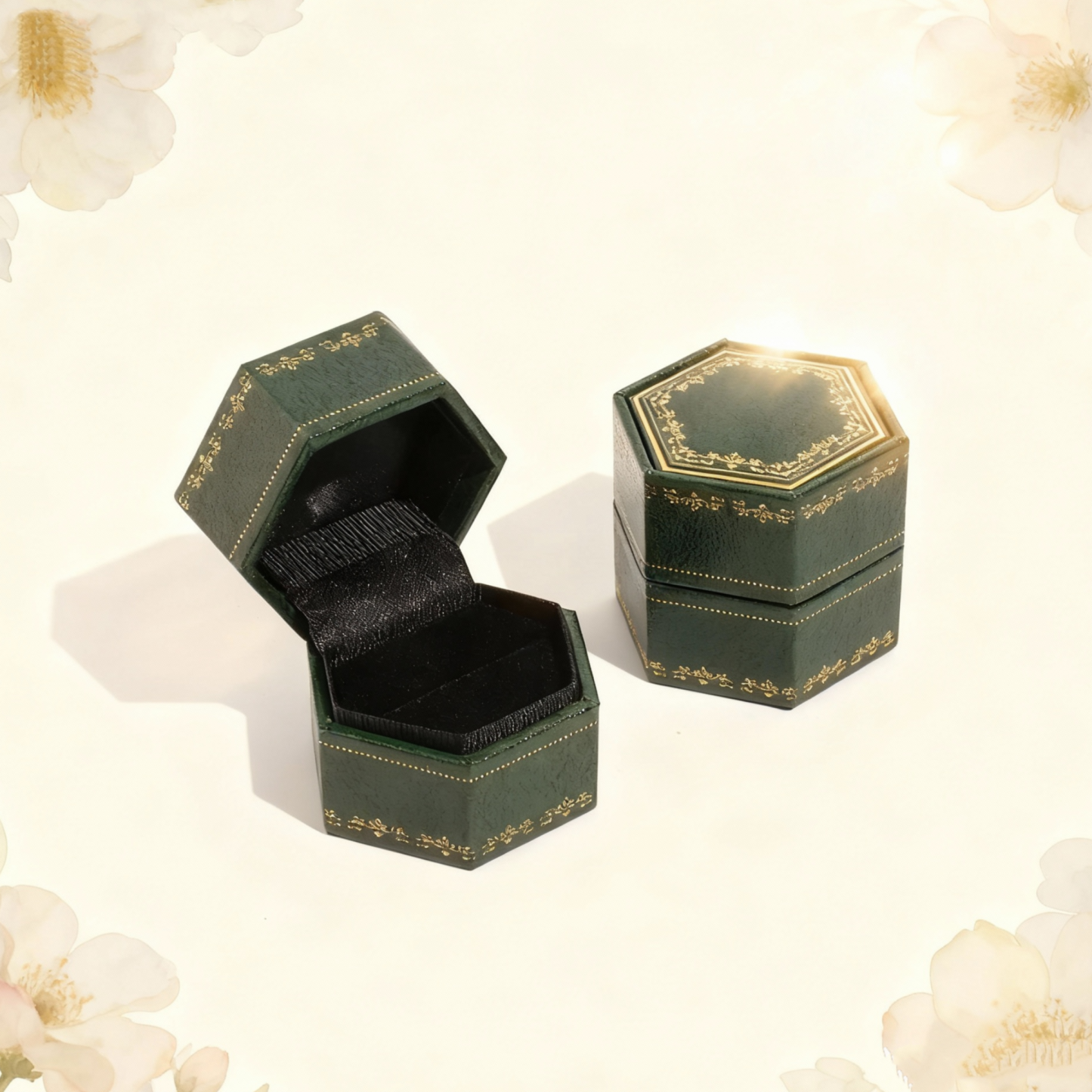 Retro Mini Hexagonal Jewelry Green Box