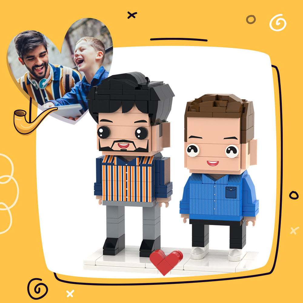 Exquisite Gift For Dad Customizable Fully Body 2 People Custom Brick Figures
