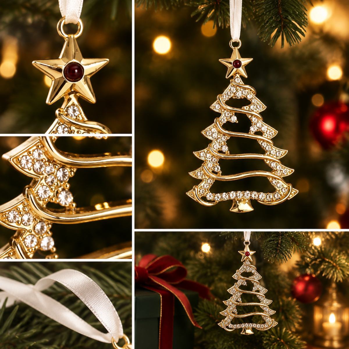Personalized Photo Christmas Tree Ornament for Memorial Gift, Family Keepsake Decoration with Crystal Accents - SantaSocks