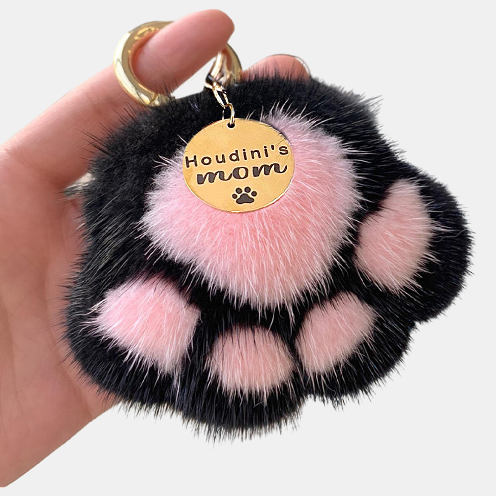 Custom Bag Charm Cat mom Gift Photo Engraved Charm Personalized Cat Paw Keyring
