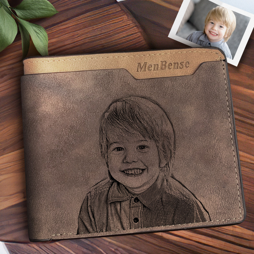 Men's Custom Photo Engraved Wallet Short Wallet Gifts For Father