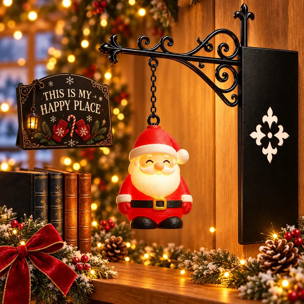 Christmas Bookshelf Light - Santa Reading Ornament for Library, Home Decor Gift for Book Lovers - SantaSocks