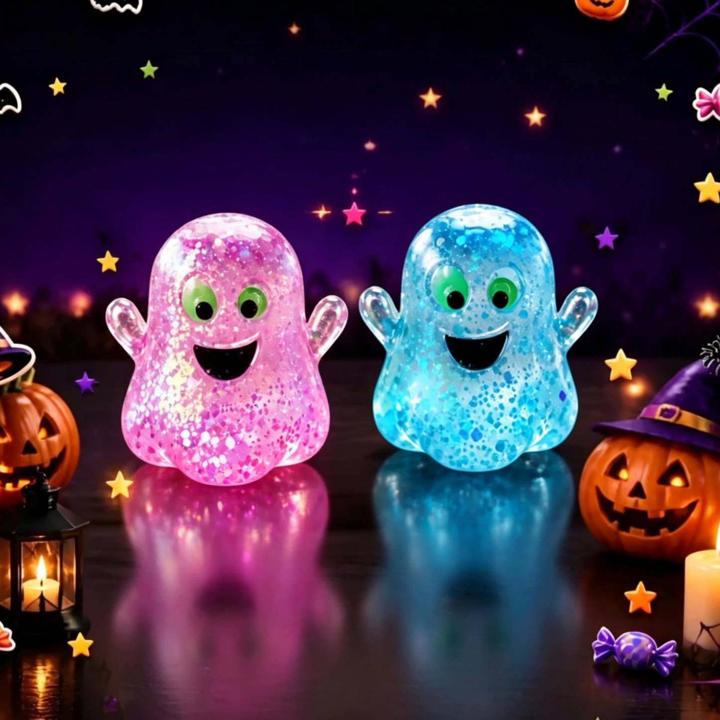 Halloween Squishy Pumpkin Head Toy Pumpkin Ghost TPR Stress Relief Squeeze Toy for Kids & Adults 