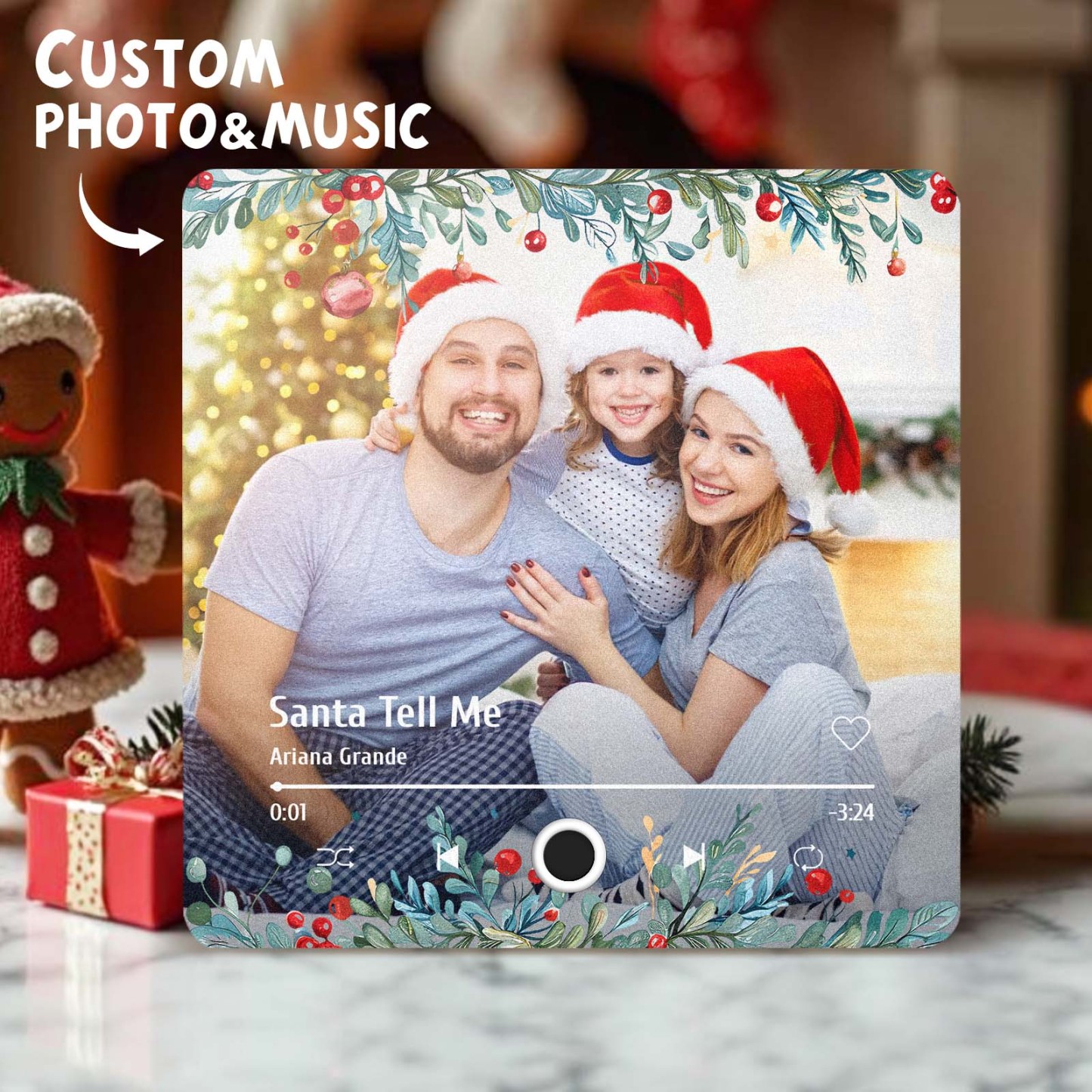 Music Fridge Magnet Personalized Christmas Family Photo Music Magnets Can Play Songs Christmas Gifts - SantaSocks