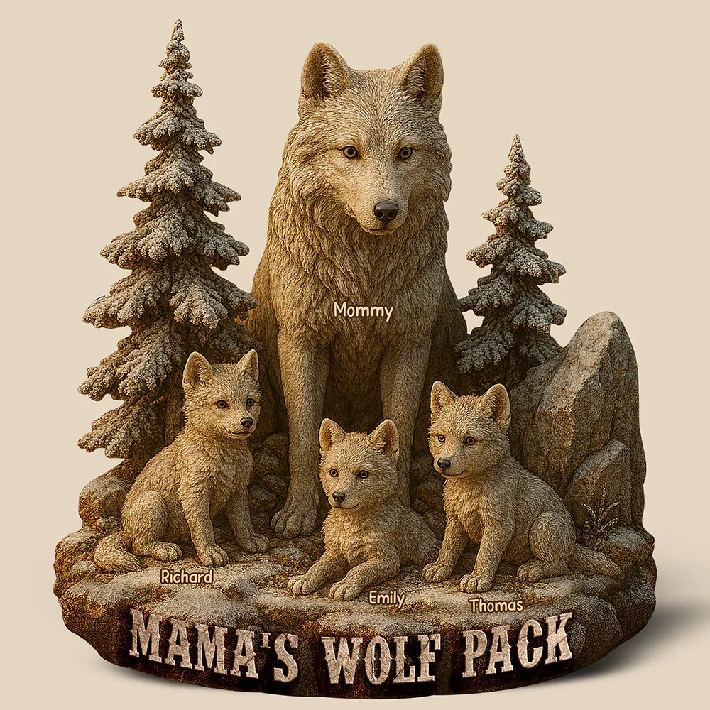 Personalized Gift For Mom Plaque, Lion Mom & Little Cubs