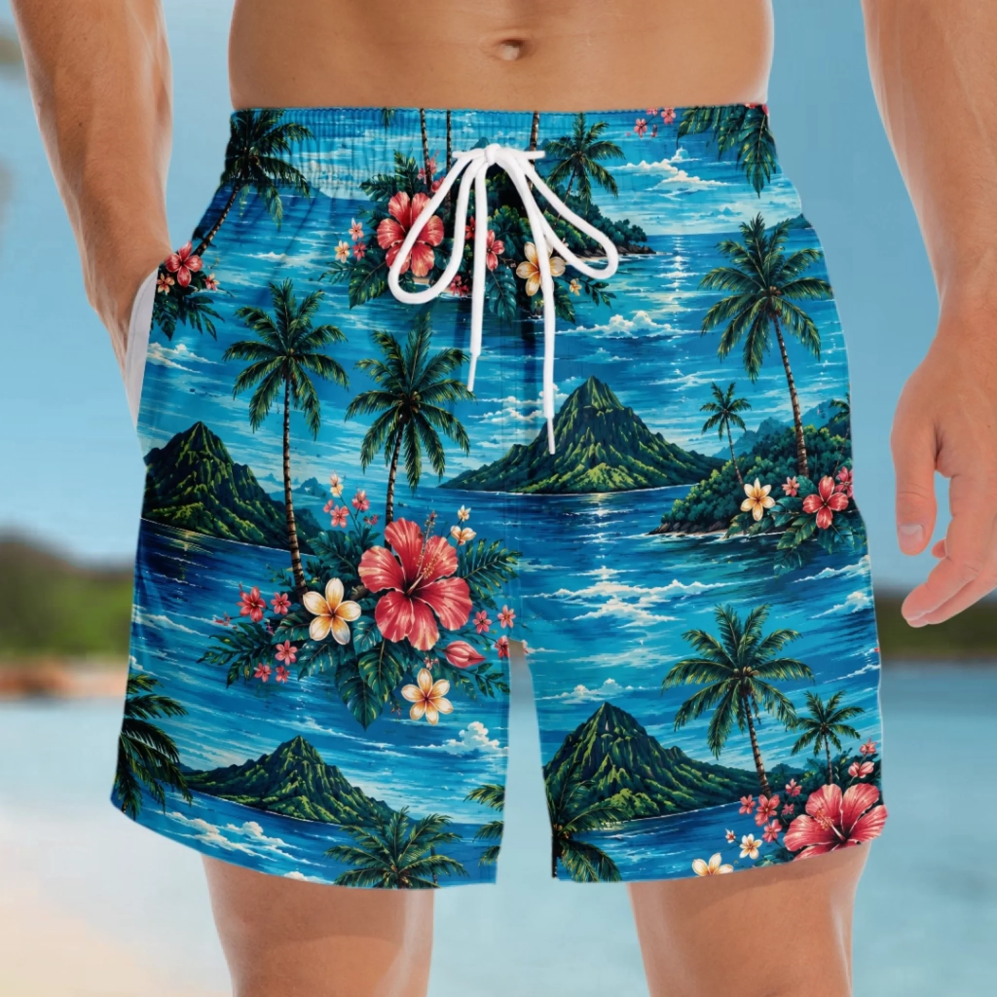 Custom Funny Men Swim Trunks - Personalized Birthday Gifts For Husband, Son, Grandson, Brother, Grandpa, Dad, Yourself - Rear View Approved