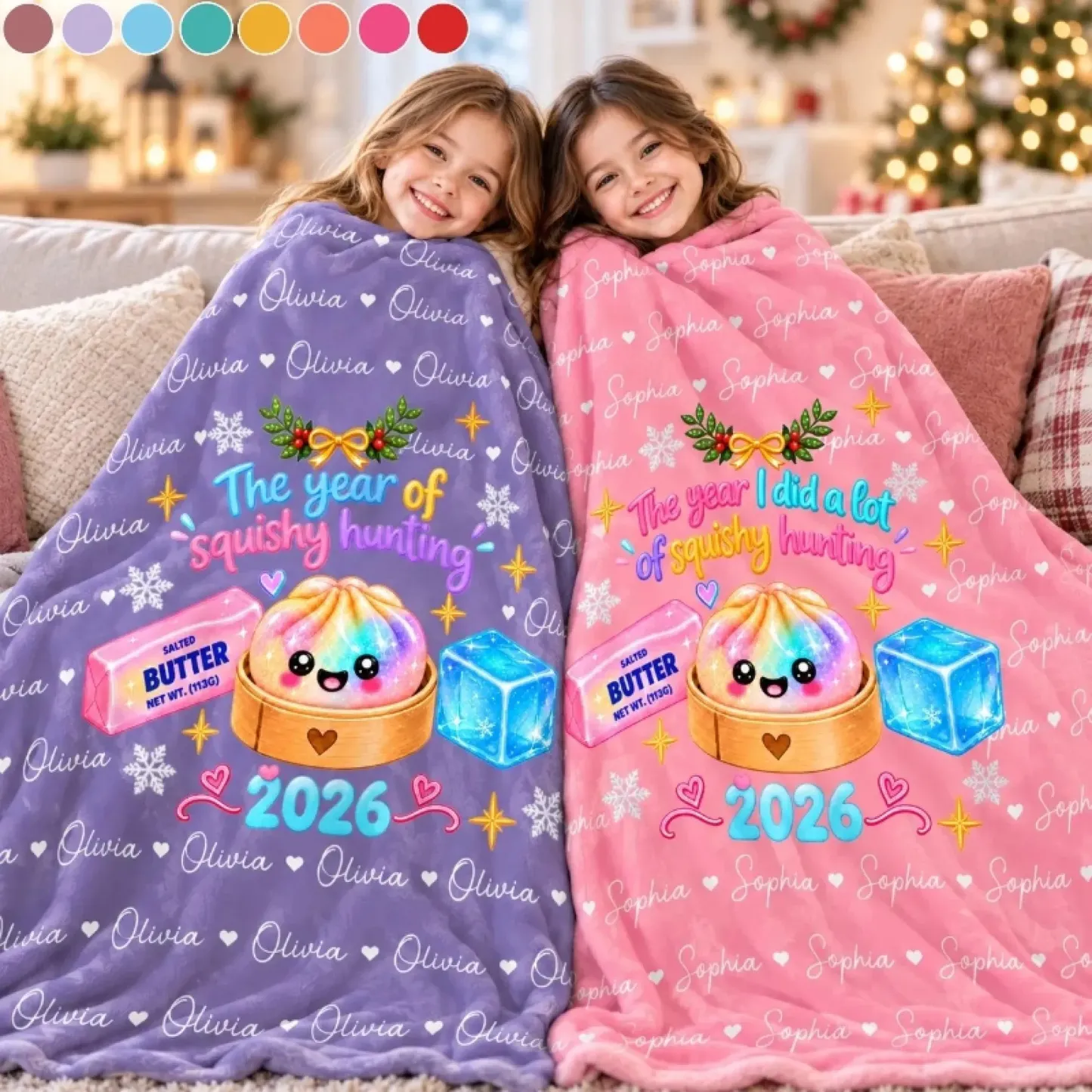 Personalized Squishy Blanket for Girls – Birthday & Christmas Gift with Kawaii Dumpling Print, Soft Fleece Throw