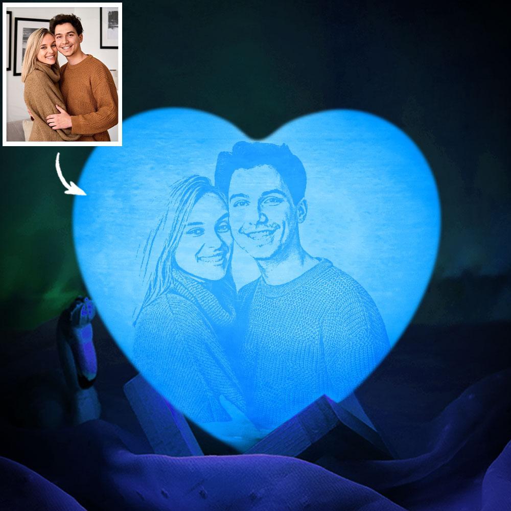 Photo Heart Lamp Shade Personalized Night Light Custom 3D Printed (10-15cm) for Him