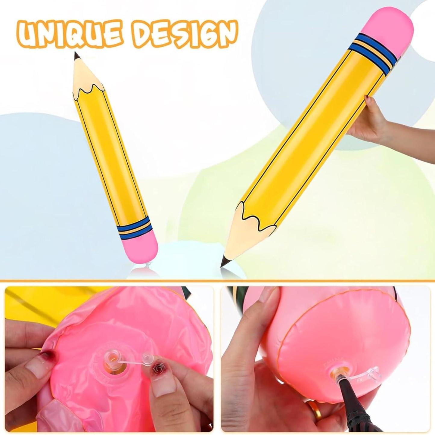 Custom Name Funy Yellow Pencil Balloons Back to School Foil Balloon Giant Pencil Inflatable Balloon The First Day of School Classroom Welcome Party Favors Decorations Siupplies - SantaSocks