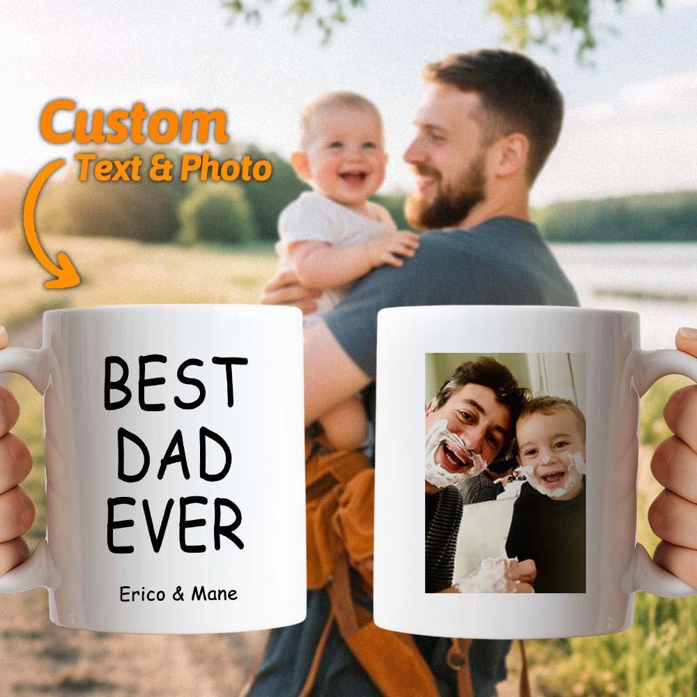 Custom Dad Photo Mug Best Dad Ever Coffee Cup Personalized Father’s Day Gift Idea