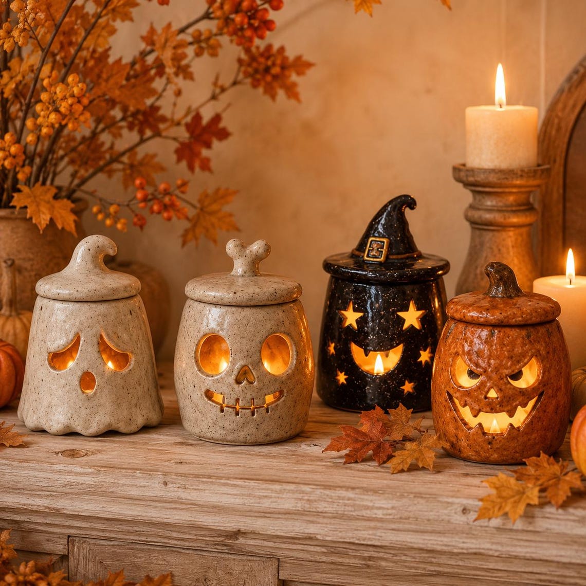 Monster Tea Light Candle Holder – Resin Gothic Candle Stand, Spooky Halloween Decor for Home, Party & Tabletop