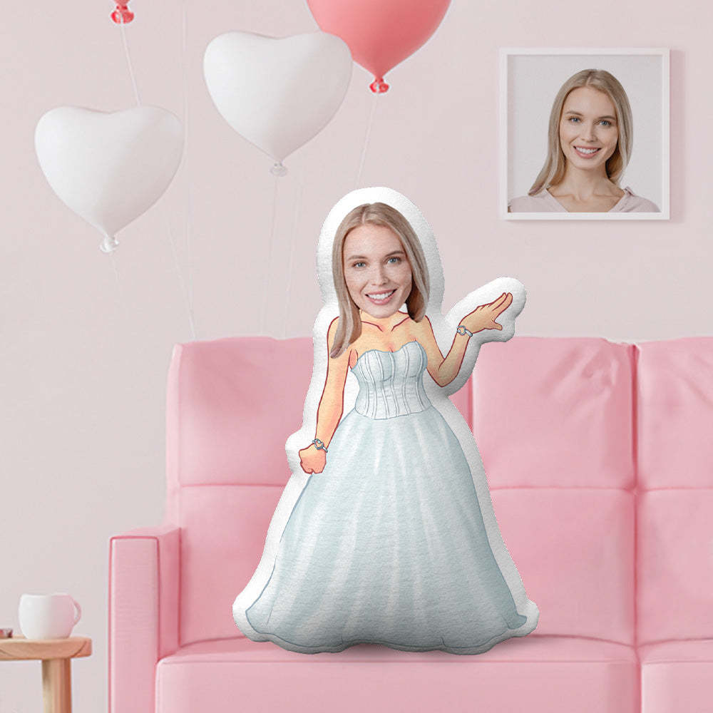 Anniversary Gift Wedding Dress Pillow Custom Face Pillow Personalized Photo Pillow Gifts Custom MinIMe Pillow - SantaSocks