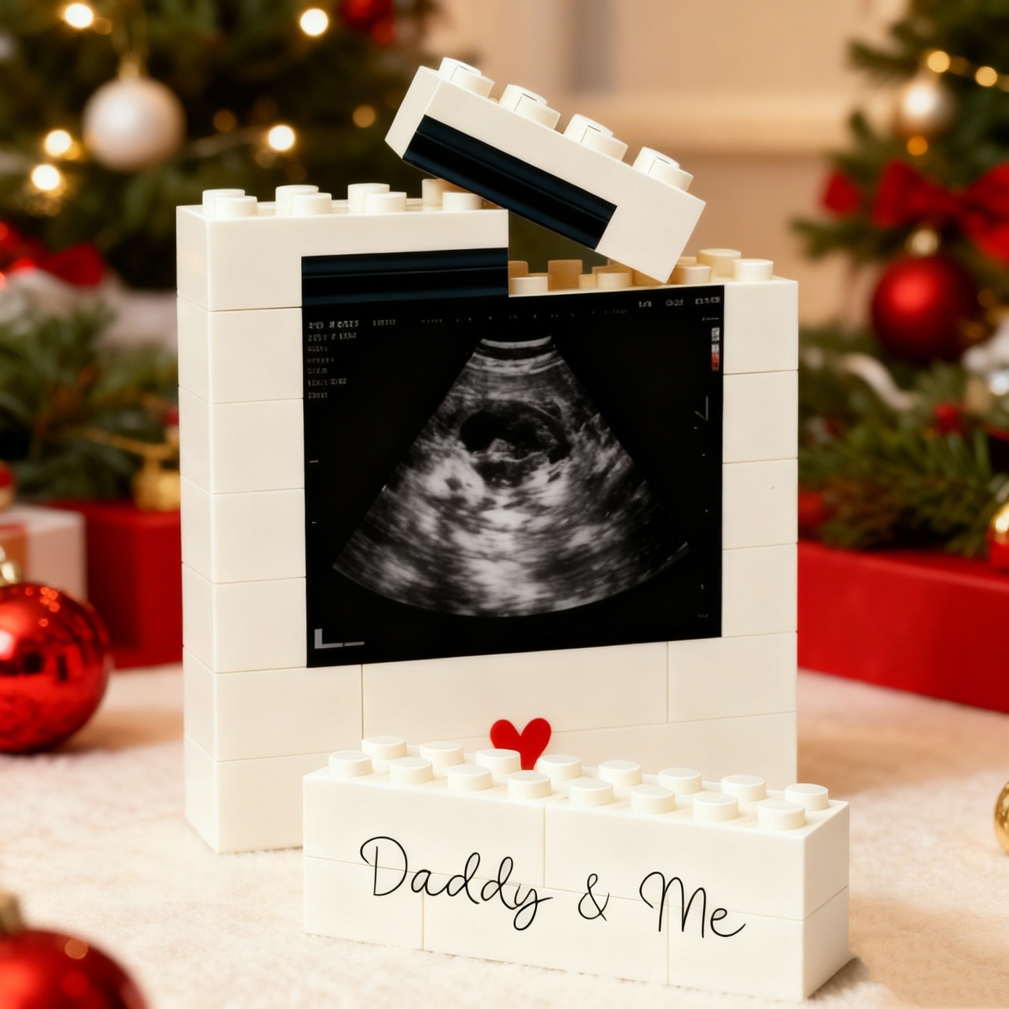 Personalised Pregnancy Announcement Gift For Dad  Baby Scan Photo Building Block Keepsake New Daddy Christmas Gift Love From Bump