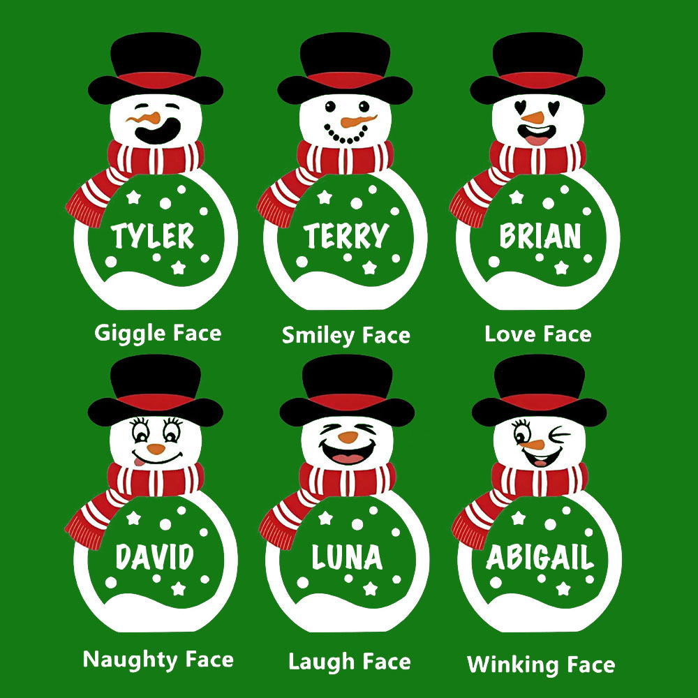 Personalized Snowman Wooden Decoration with LED Light Tabletop Winter Name Block Sign Holiday Party Supplies Christmas Gift for Family - SantaSocks