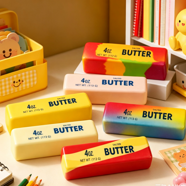 Butter Stick Squishy Toy, Colorful Printed PU Slow Rising Stress Relief Toy, Soft Squeeze Fidget Toy, Realistic Butter Shape Sensory Toy - SantaSocks