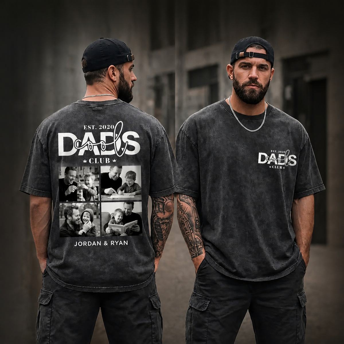 Personalized Cool Dad Photo Shirt, Dad Gift Custom, Father's Day T-Shirt with Kids Name, Cool Dad Club Photo Shirt - SantaSocks