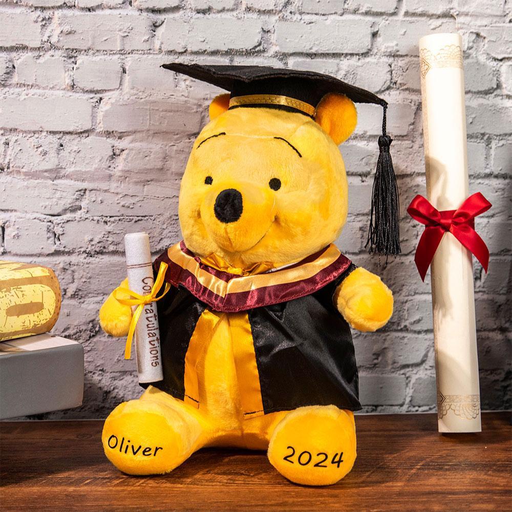 Personalized Winnie the Pooh Graduation Bear Plush Toy with Name Gifts for Grads