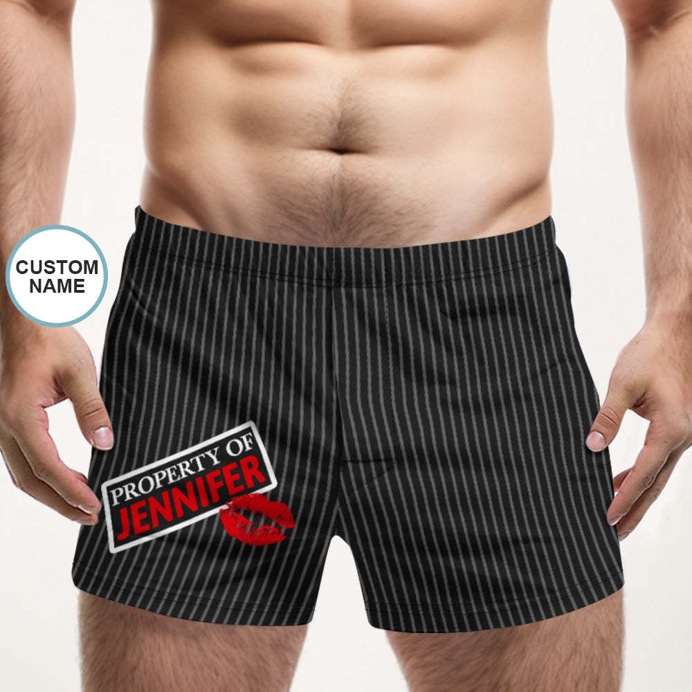 Custom Name Multicolor Striped Print Boxer Shorts Personalized Casual Underwear Gift for Him - SantaSocks