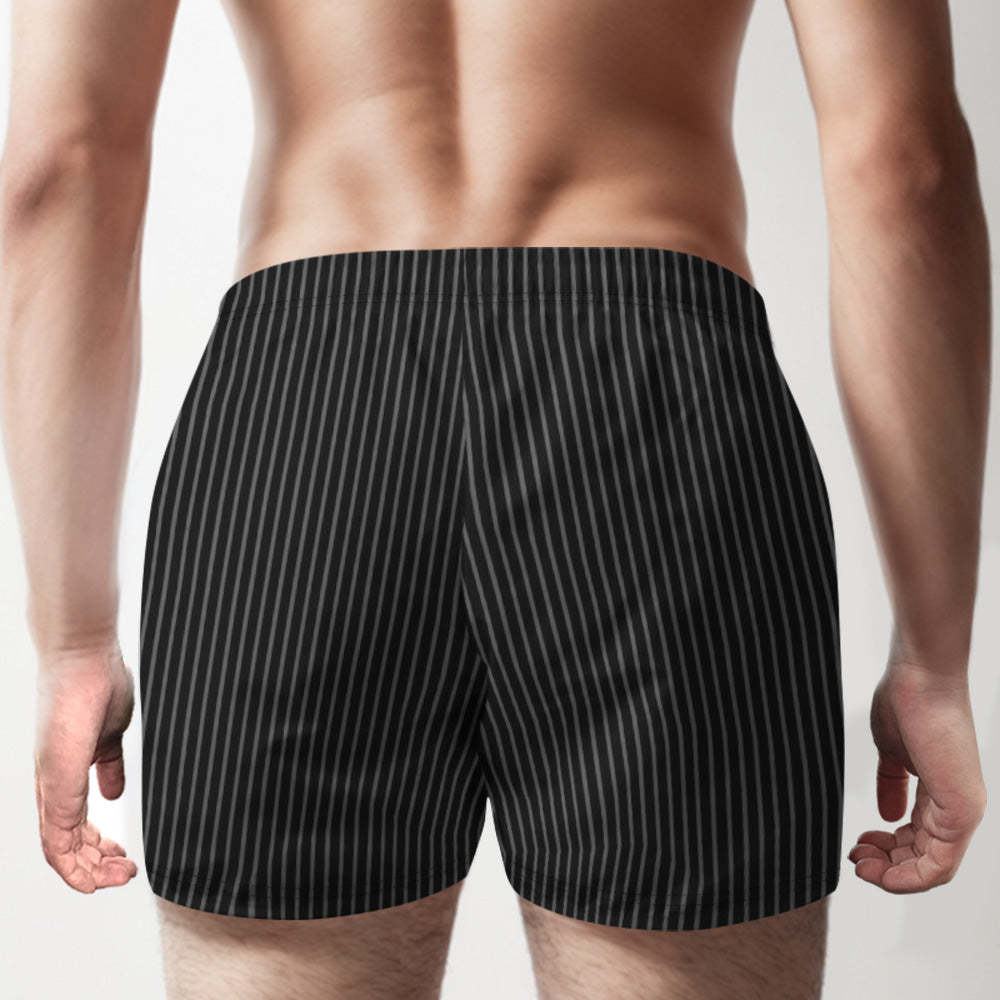 Custom Name Multicolor Striped Print Boxer Shorts Personalized Casual Underwear Gift for Him - SantaSocks