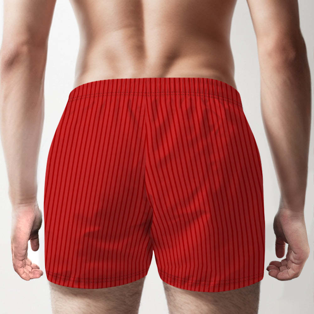 Custom Name Multicolor Striped Print Boxer Shorts Personalized Casual Underwear Gift for Him - SantaSocks