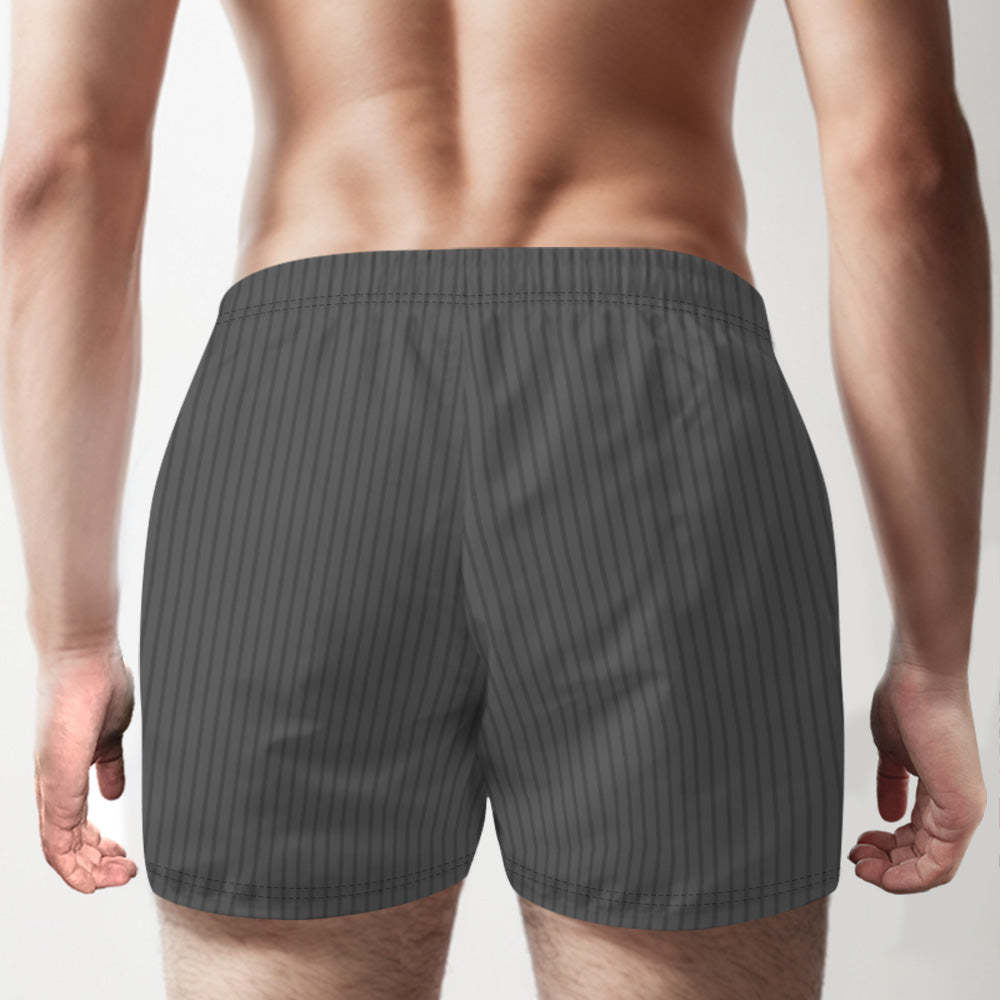 Custom Name Multicolor Striped Print Boxer Shorts Personalized Casual Underwear Gift for Him - SantaSocks