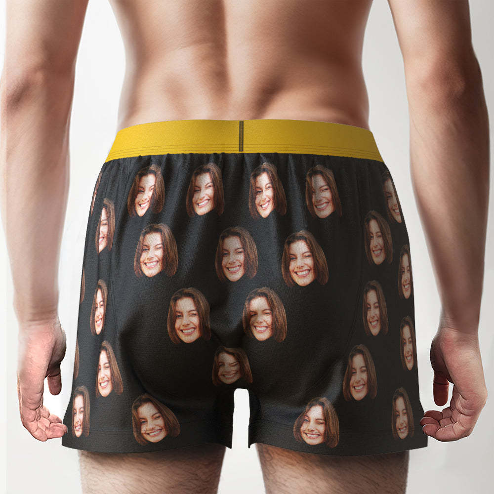 Custom Face Boxer Shorts with Personalized Text on the Waistband Personalized Casual Underwear for Him - SantaSocks