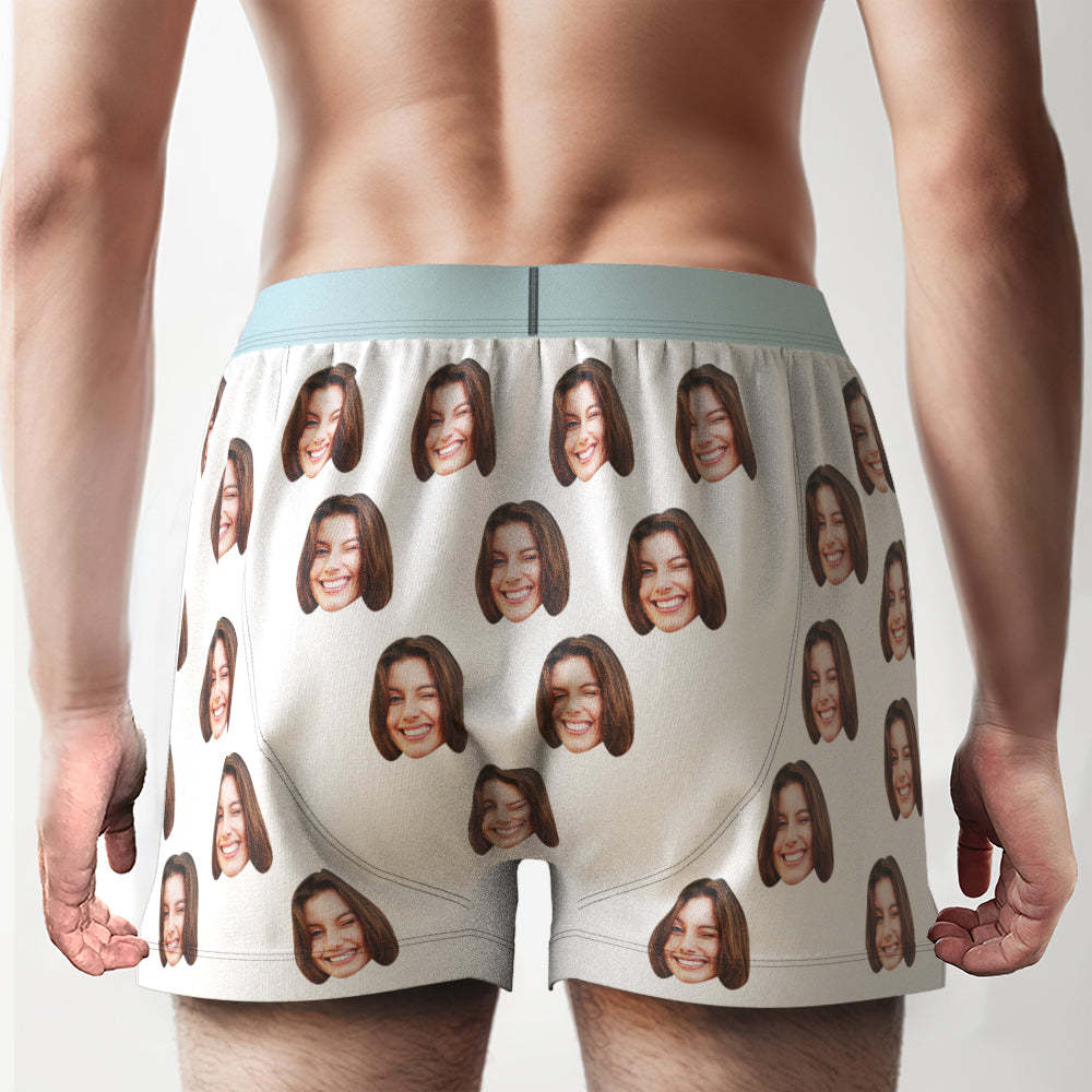 Custom Face Boxer Shorts with Personalized Text on the Waistband Personalized Casual Underwear for Him - SantaSocks
